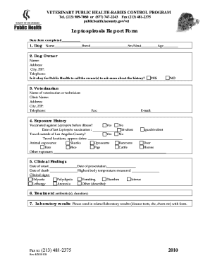 Leptospirosis Report Form