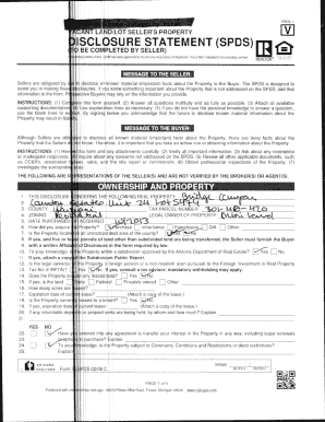 Arizona Seller's Property Disclosure Statement