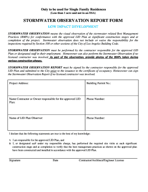 Stormwater Observation Report Form