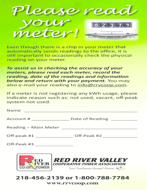 Utility Meter Reading and LED Rebate Form