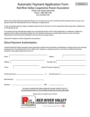 Automatic Payment Application Form