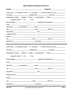 Update Address & Emergency Contact Form