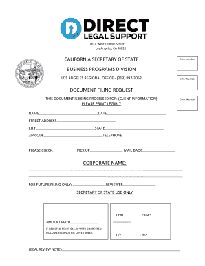 California Document Filing Request