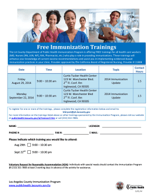 LA County Immunization Training Registration Form