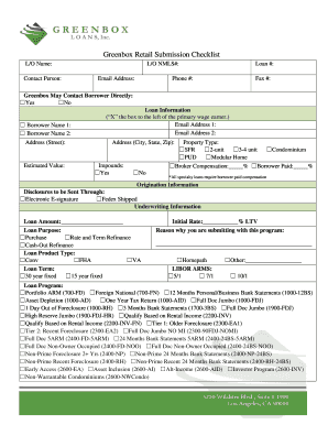 Greenbox Retail Loan Submission Checklist