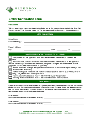 Broker Certification Form