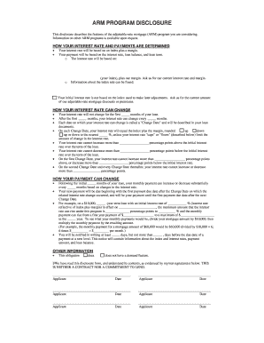Adjustable Rate Mortgage Disclosure Form