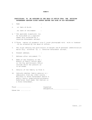 Indian Government Retirement Form 5 and Form 1-A