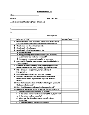 Church Audit Procedures List