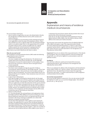 Formulier bewijs omtrent medische situatie vreemdeling