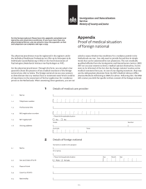 Netherlands Residence Permit Medical Assessment Form