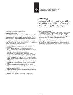 Aanvraag voor een verblijfsvergunning met het verblijfsdoel ‘arbeid als zelfstandige’ in een start-up (vreemdeling)