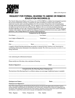 FERPA Formal Hearing Request Form
