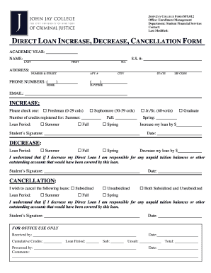 John Jay College Direct Loan Adjustment Form