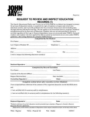 Request to Review and Inspect Education Records