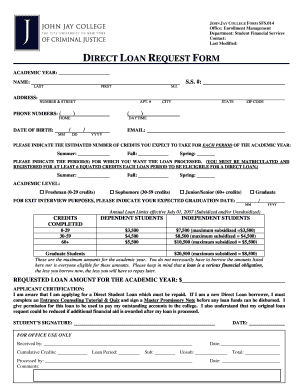 John Jay College Direct Loan Request Form