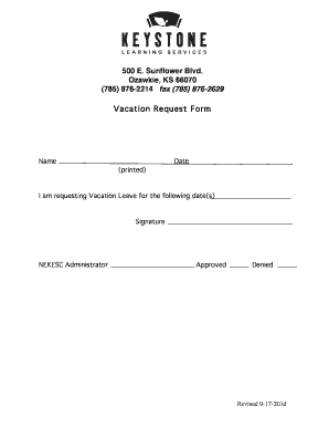 Vacation Request Form - Keystone Learning