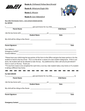 Bus Rider Permission Form