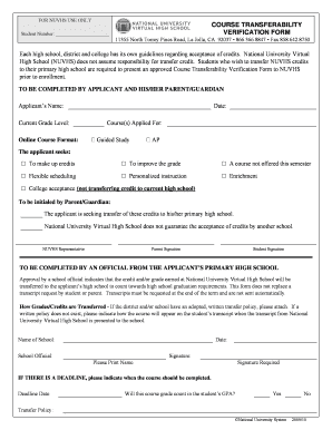 Course Transferability Verification Form