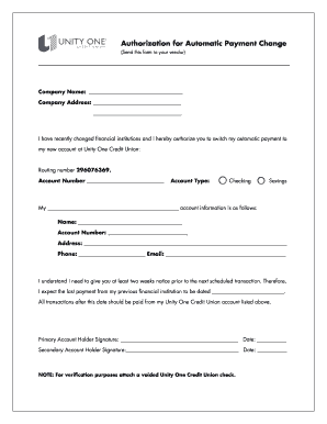 Authorization for Automatic Payment Change
