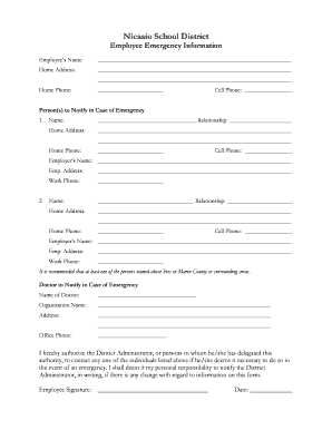 Employee Emergency Information Form