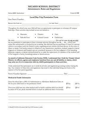 Nicasio School District Local Day-Trip Permission Form