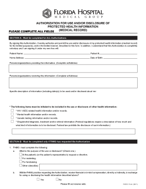 Authorization for Use and Disclosure of Protected Health Information