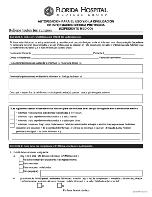 AUTORIZACION PARA EL USO Y/O LA DIVULGACION DE INFORMACION MEDICA PROTEGIDA