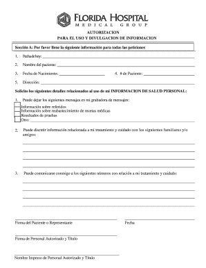 Autorizacion para el uso y divulgacion de informacion