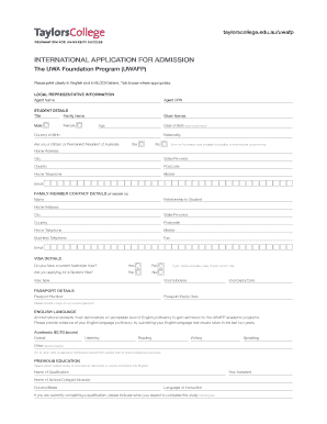 International Application for Admission to UWA Foundation Program