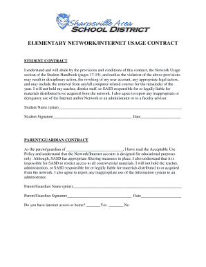 Elementary Network Internet Usage Contract