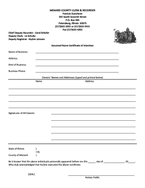 Illinois Assumed Name Certificate of Intention