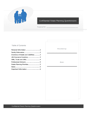 Confidential Estate Planning Questionnaire
