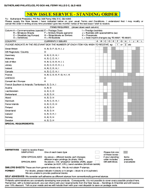 New Issue Service Standing Order Form