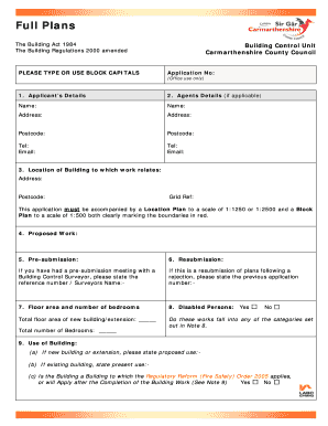 UK Building Control Application Form