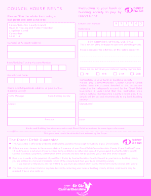 Carmarthenshire Council Housing Rent Direct Debit Form