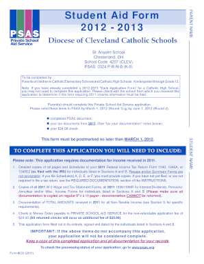 Student Aid Form