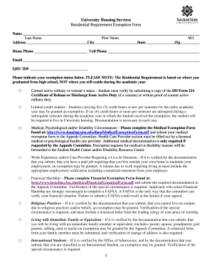 Residential Requirement Exemption Form