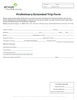 Girl Scouts Extended Trip Form