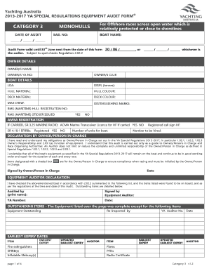 Yachting Australia Equipment Audit Form