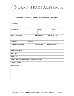 GTA Storage and Handling Agreement