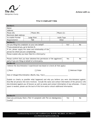 Resin letter english - TITLE VI COMPLAINT FORM doc - The Arc Montgomery