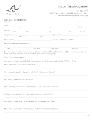 Volunteer Application Form