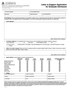 Letter of Recommendation for Graduate Admission