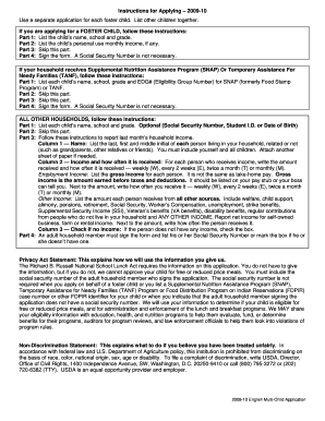 Multi-Child Free and Reduced-Price School Meals Application
