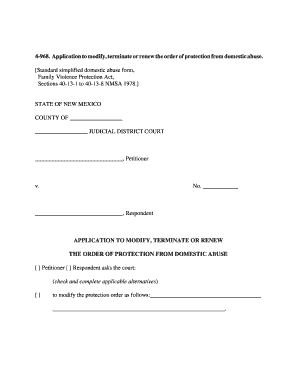 New Mexico Order of Protection Modification Application