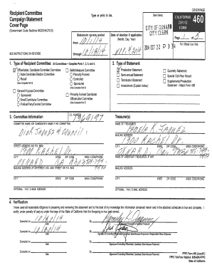 California Campaign Statement Cover Page