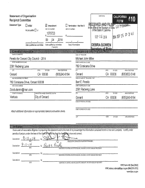 California Statement of Organization