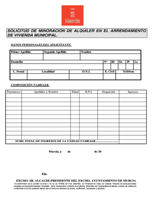 Solicitud de Minoraión de Alquiler en el Arrendamiento de Vivienda Municipal