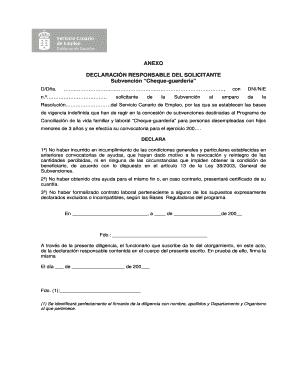 DECLARACIÓN RESPONSABLE DEL SOLICITANTE